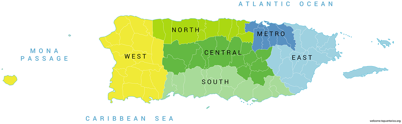 Puerto Rico regions map